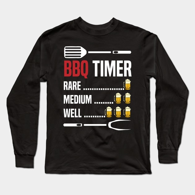 funy vintage bbq timer with beer timer for grilling meat beef pork and brisket for grill master Long Sleeve T-Shirt by A Comic Wizard